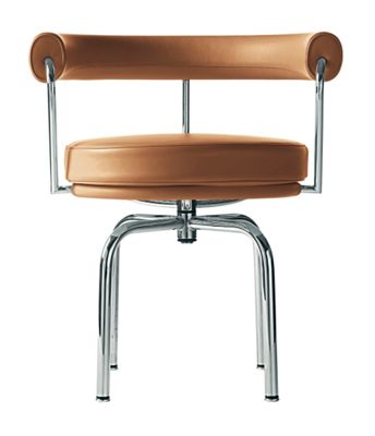 LC7 Swivel Chair with Chrome Frame in Color Leather