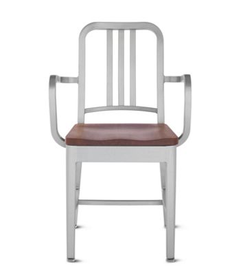 1006 Navy® Armchair with Brushed Finish and Wood Seat