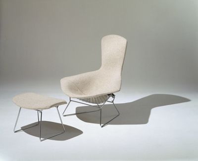 Bertoia Bird Ottoman with Full Cover in Classic Bouclé 