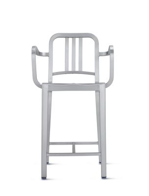 1006 Navy� Counter Stool with Arms � Brushed  