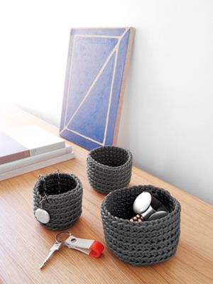 Crocheted Rubber Baskets (Set of 3)