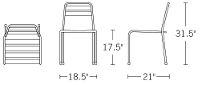 H 31.5; W 18.5; D 21; Seat H 17.5;