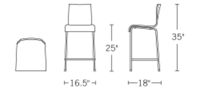 H 35; D 18; W 16.5; Seat H 25;