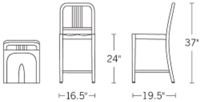H 37; W 16.5; D 19.5; Seat H 24;