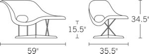 H 34.25; D 35.5; W 59; Seat Height 15.5;