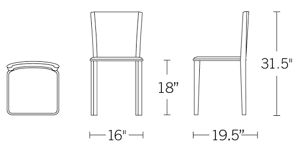 H 31.5; W 16; D 19.5; Seat H 18;