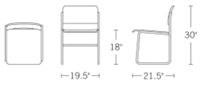 H 30; W 19.25; D 21.5; Seat Height 17.75;
