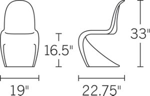 H 33; W 19; D 22.75; Seat Height 16.5;