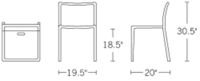 H 30.5; W 19.5; D 20; Seat Height 18.5;