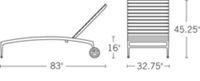 H 45.5; W 33; D 83; Seat Height 16;