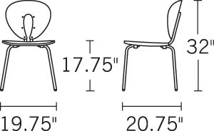 H 33.5; W 18; D 21.5; Seat H 18.5;