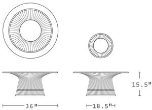 H 15.5; Diameter 36; Base Diameter 18.5;