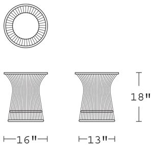 H 18; Diameter 16; Base Diameter 13;