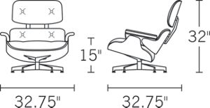 Chair, H 33; D 33; W 33; Seat H 15; Arm H 20.5;