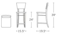 H 39; W 15.5; D 19.5; Seat Height 24;