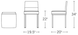 H 34; W 19.5; D 20; Seat Height 22;