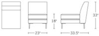 H 33; W 23; D 33.5; Seat H 18; Seat D 23;