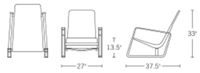 H 33; D 37.5; Seat H 13.5; Arm H 21.5;