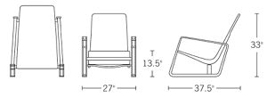 H 33; D 37.5; Seat H 13.5; Arm H 21.5;
