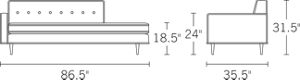 H 32; W 73.5; D 33;