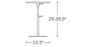 H 28.75-39.25; Top Diameter 23.5; Base Diameter 18; 