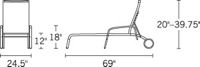 H 38; W 24.5; D 69; Seat H 12; Arm H 18;