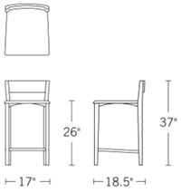 H 36.75; W 17; D 19; Seat H 26;