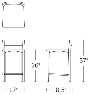 H 36.75; W 17; D 19; Seat H 26;