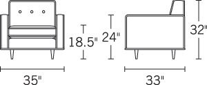 H 31; W 35; D 33; Arm H 23.5;