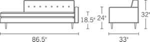 H 32; W 73.5; D 33;