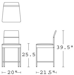H 39.5; W 20; D 21.5; Seat H 25.5;