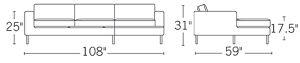 H 31; W 108; D 59; Seat H 16; Arm H 25;