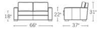 H 31; W 66; D 37; Seat H 18; Seat D 22; Arm H 22;
