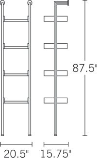 H 87.5; W 20.9; D 16; Shelf Width 17.7;