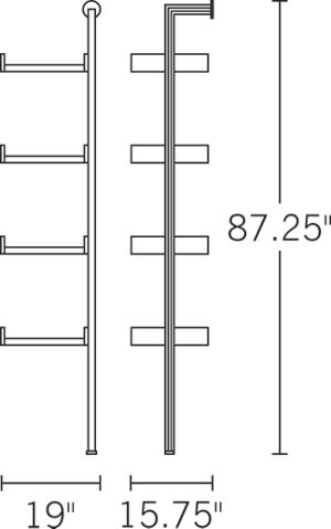 H 87.5; W 20.9; D 16; Shelf Width 17.7;