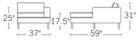 H 31; W 37; D 59; Arm H 25; Seat H 16; Seat D 21 ;