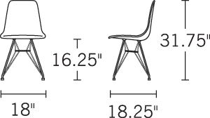 H 31.5; W 18.5; D 22; Seat H 17.5;
