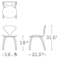 H 31.5; W 18.5; D 21.5; Seat H 18;