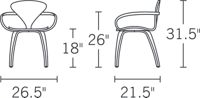 H 31.5; W 26.5; D 21.5; Seat H 18;