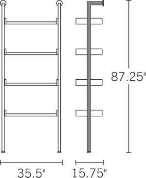 H 87.5; W 20.9; D 16; Shelf Width 17.7;