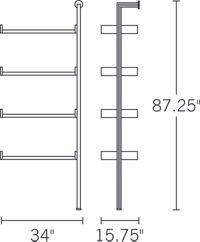 H 87.5; W 20.9; D 16; Shelf Width 17.7;