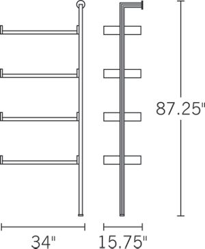 H 87.5; W 20.9; D 16; Shelf Width 17.7;