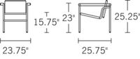 H 25.2; W 23.6; D 25.6; Seat H 15.75; Arm H 23;
