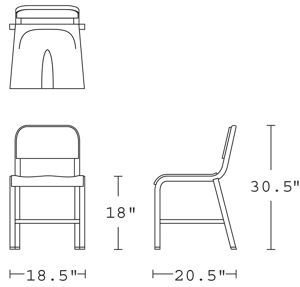 H 30; W 18.5; D 20; Seat H 18;