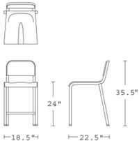 H 35; W 18.5; D 22; Seat H 24;