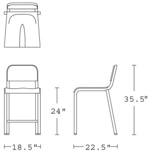 H 35; W 18.5; D 22; Seat H 24;