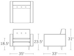 H 31; W 35; D 33; Arm H 23.5;