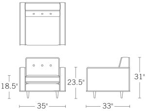 H 31; W 35; D 33; Arm H 23.5;