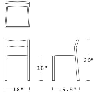 H 30; W 18; D 19.5; Seat H 18;