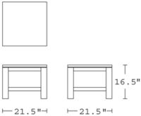 H 16.5; W 21.5; D 21.5;